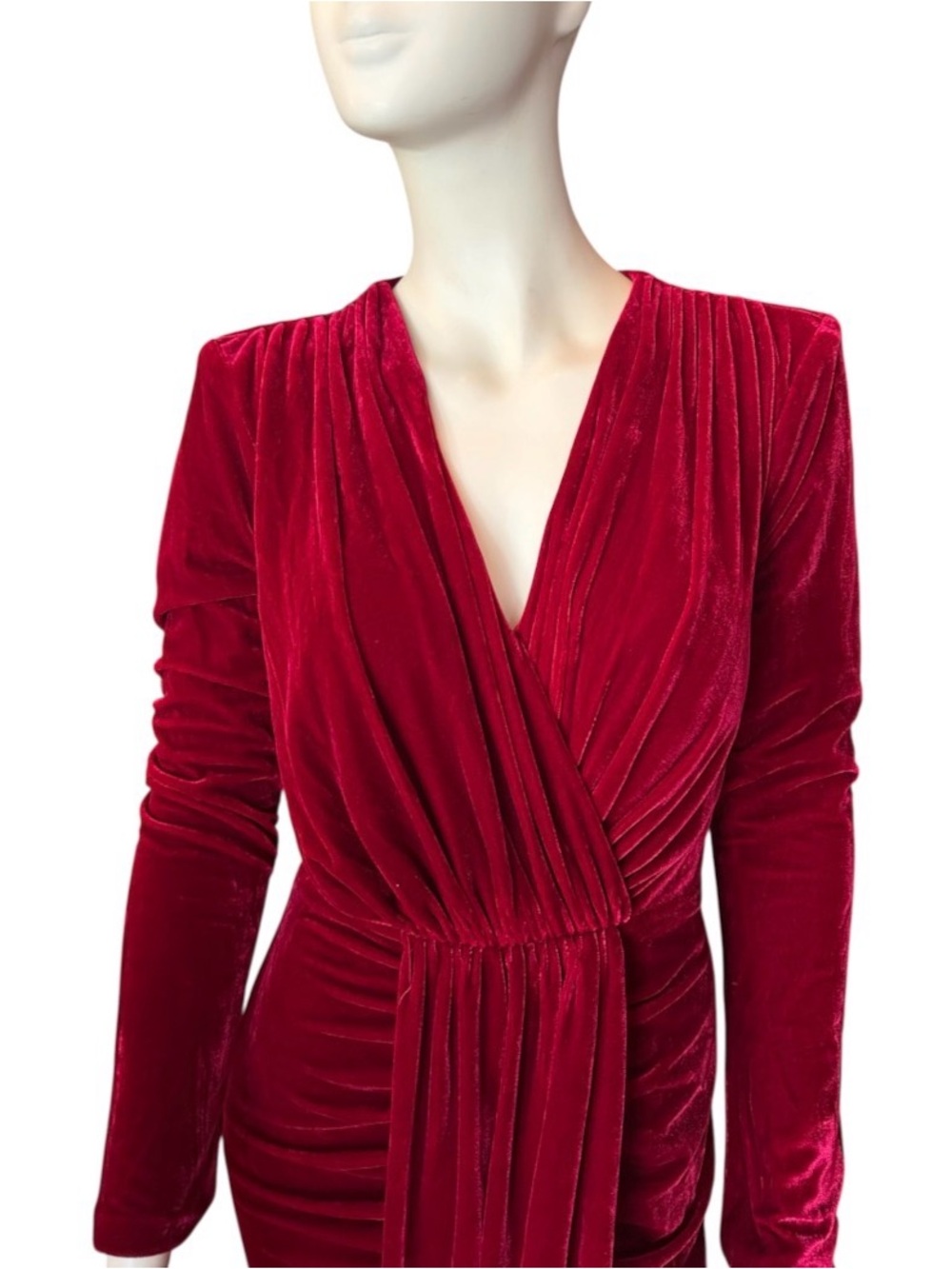 Inewer Stretch Velvet Draped Maxi Dress Red Size 12 NWT - Picture 2 of 9
